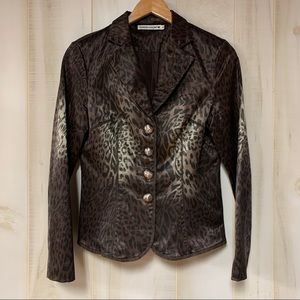 Passion Concept Brown Leopard Print Blazer S